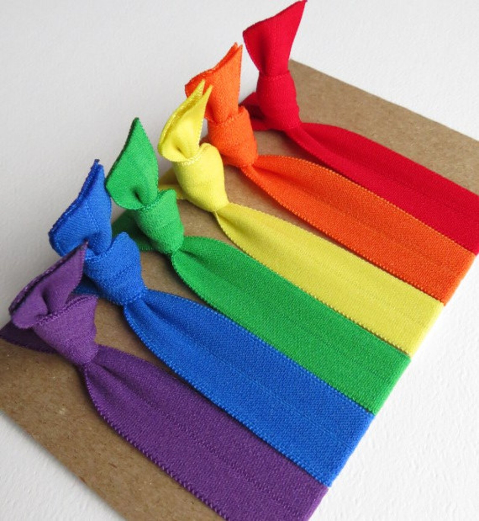 Elastic Ribbon Hair Ties Set Rainbow Connection Etsy