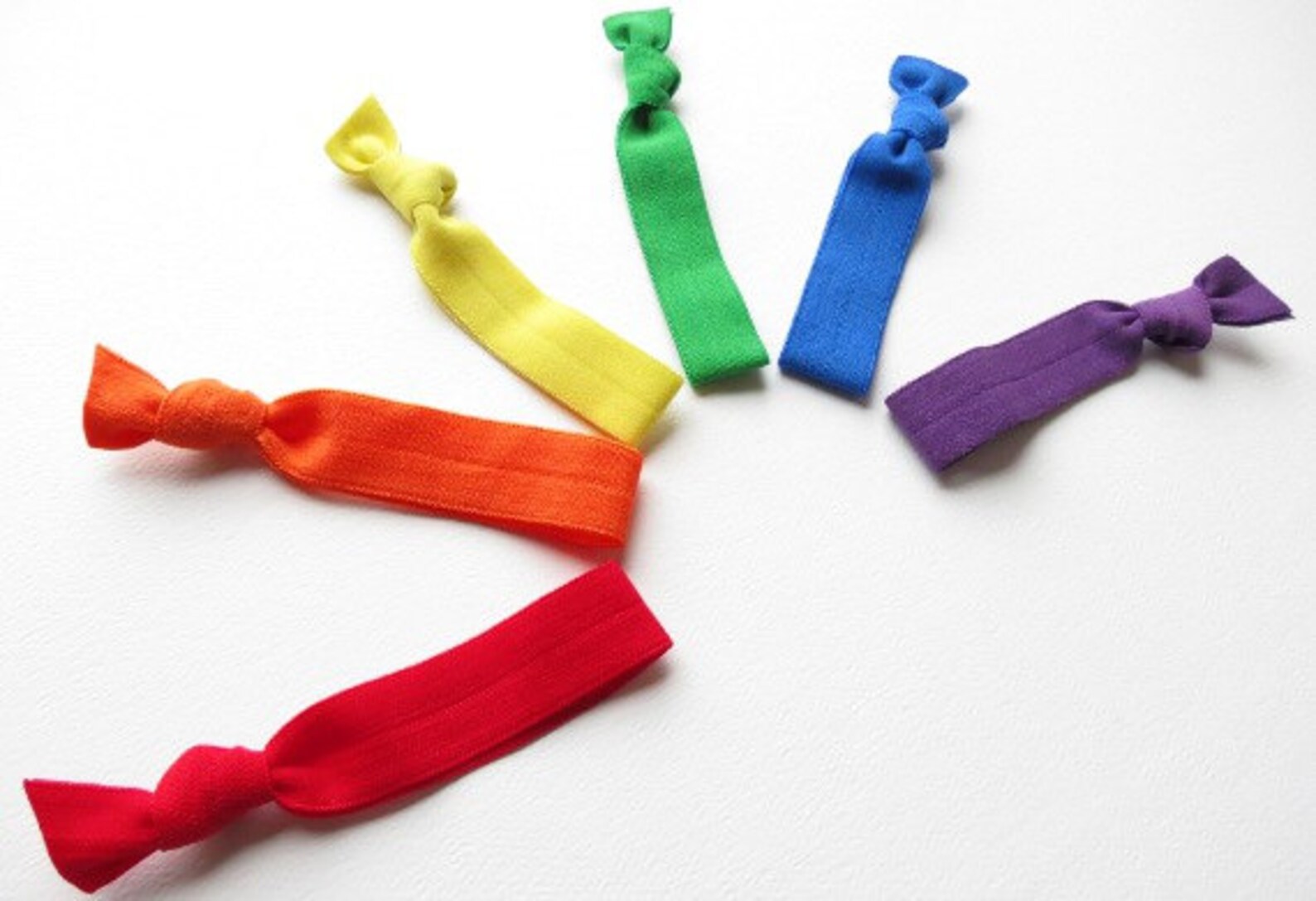 Elastic Ribbon Hair Ties Set Rainbow Connection Etsy