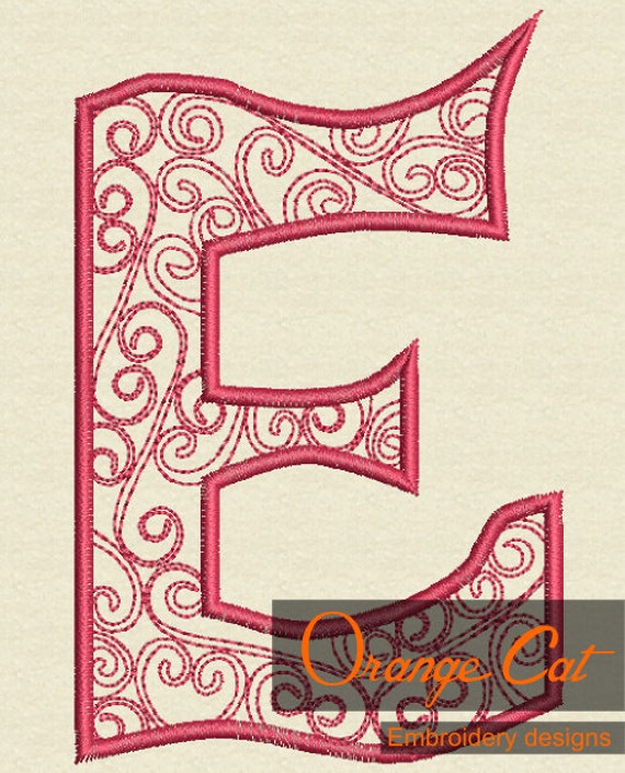 Letter e monogram embroidery design instant download  etsy