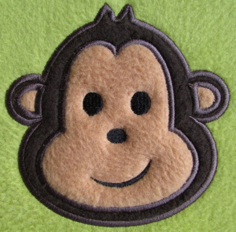 Monkey Applique Embroidery Design Instant Download Etsy