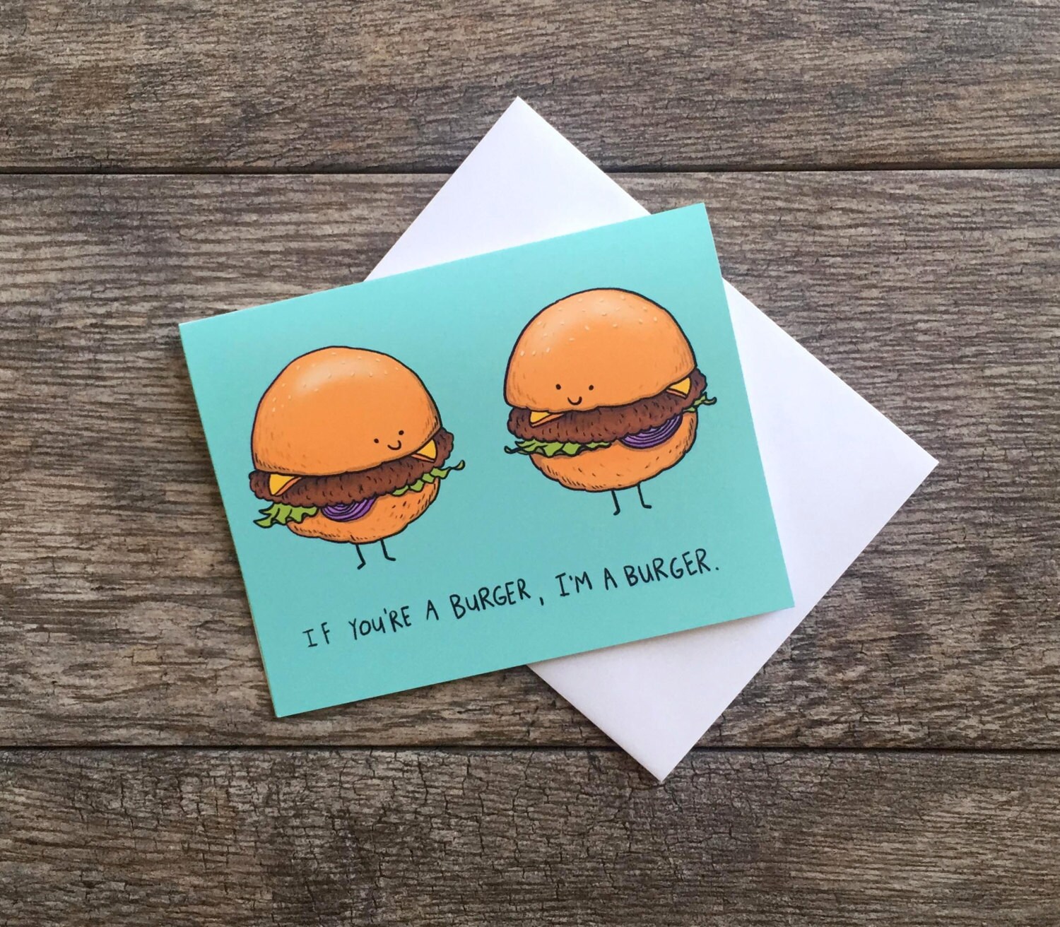 Burger Loves Burger Greeting Card Etsy