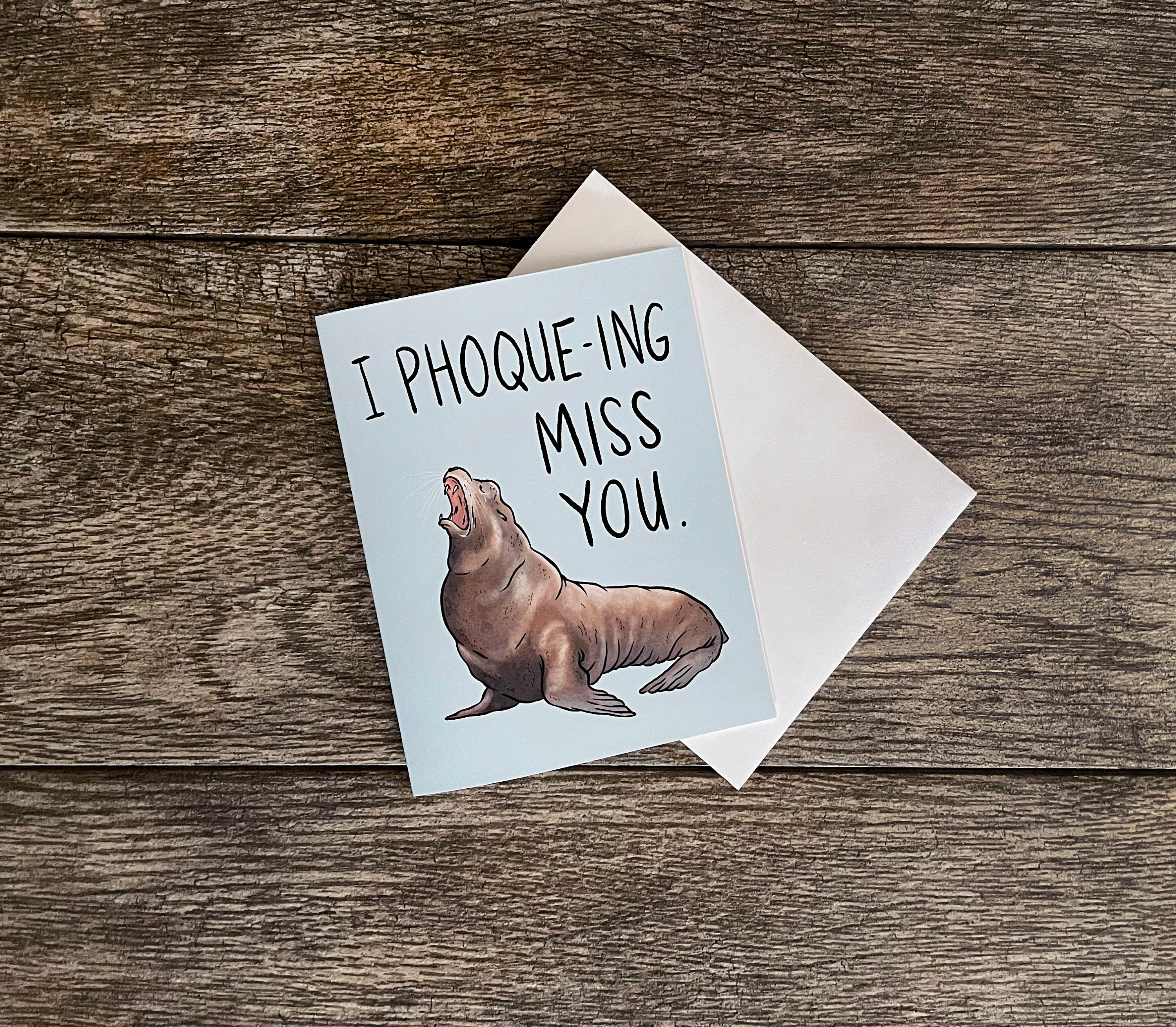 I Phoque-ing Miss You Seal Greeting Card - Etsy Canada I Phoque-ing Miss You Seal Greeting Card - Etsy Canada