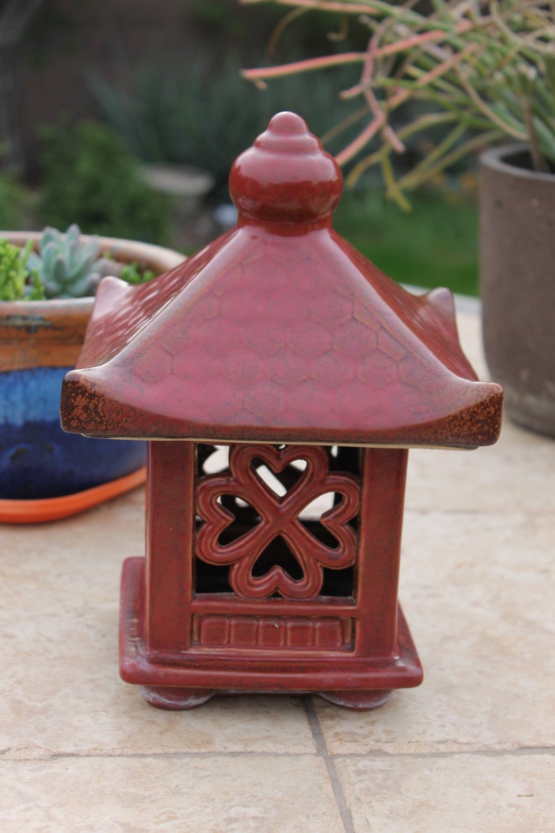 Terracotta Red Vintage Ceramic Lantern Outdoor Garden Decor Etsy