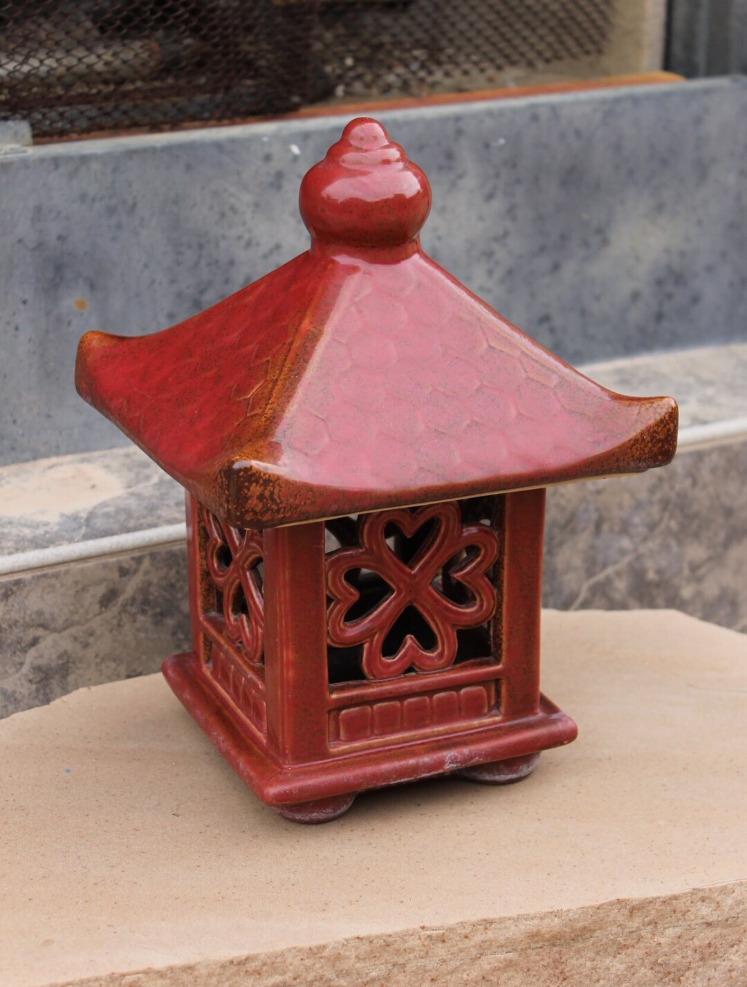 Terracotta Red Vintage Ceramic Lantern Outdoor Garden Decor Etsy