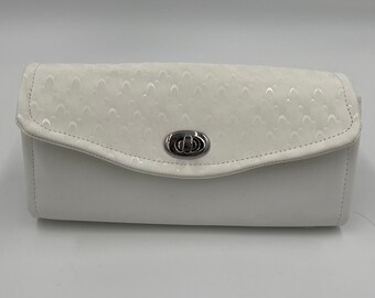 White with Blue Clutch Wallet