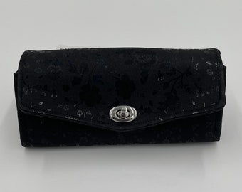 Floral Black Clutch Wallet