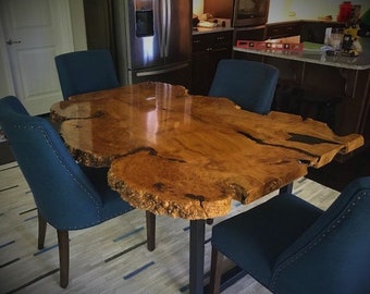 Live Edge Dining Table Redwood Dining Table Wood Slab Etsy