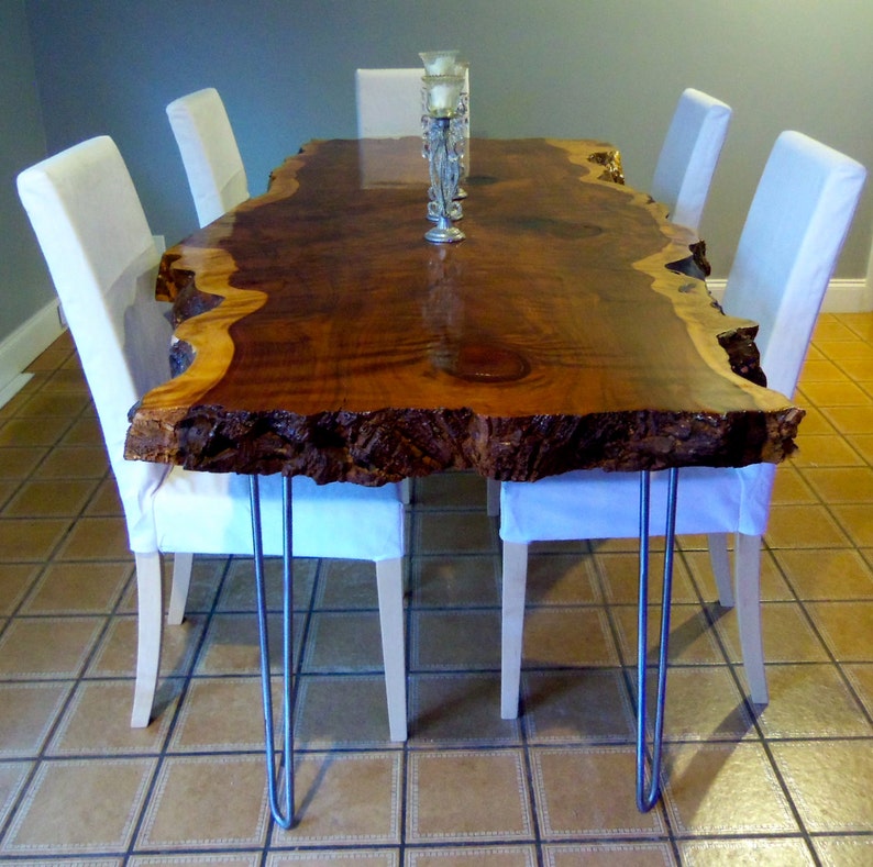 Live Edge Dining Table Redwood Dining Table Wood Slab Etsy