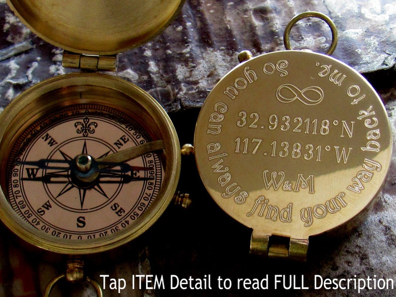 Engraved Compass. Custom Compass Gift. Long Distance Love. Etsy
