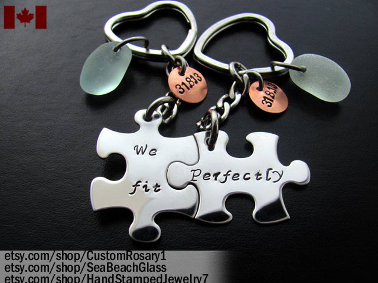 Puzzle Piece Keychain Set. Hand Stamped Custom. Key Chain. His Etsy
