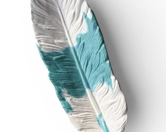 Handmade Concrete Feather Trinket Tray | Jewelry Holder
