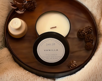 Vaniglia francese/ Candela di cera di cocco/ Latta da 8 once/ Candela contenitore/ Candela fatta a mano/ Decorazione per la casa/ Candela alla vaniglia/ Regalo unico/ Regali/ San Valentino