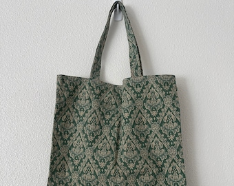 Handmade Lightweight Cotton Green Patterned Tote Shoulder Bag