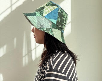 Handmade Reversible Quilted Cotton Festival Bucket Hat (LARGE)
