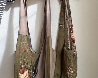 "Upcycled Thrifted Fabric ""Tokki"" Tsuno Bag Crossbody Schultertasche."