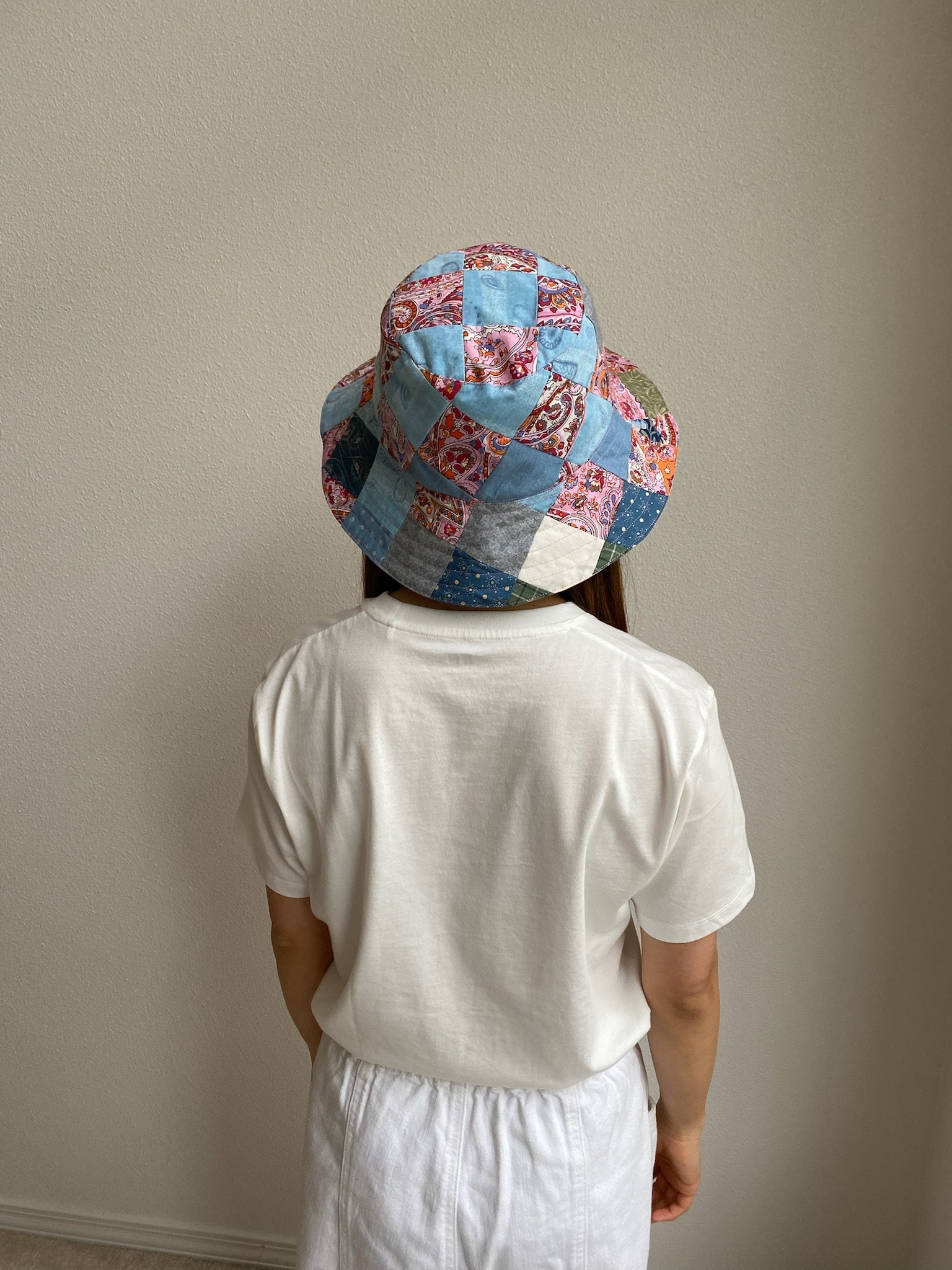Quilted Bucket Hat Patchwork Hand Made Small Quilted  main image 4