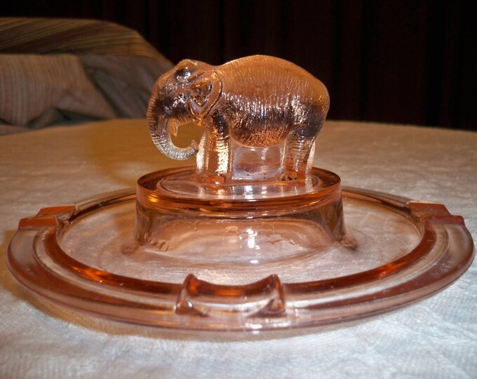 Greensburg Glass Works Pink Depression Glass Elephant Ashtray Etsy