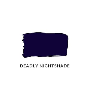May include: A dark navy blue rectangular brushstroke against a white background. The text "DEADLY NIGHTSHADE" is printed in a gray sans-serif font below the brushstroke. The brushstroke has a textured appearance.