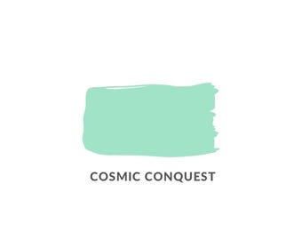 May include: A light green paint swatch with the text "COSMIC CONQUEST" below it.