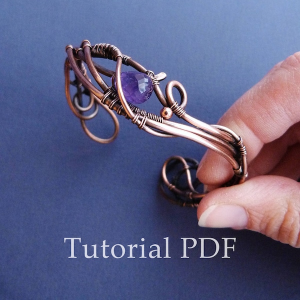 Wire Tutorial Bracelet Wire weaving without soldering Copper wire wrapped jewelry DIY craft Step by step guide PDF tutorial