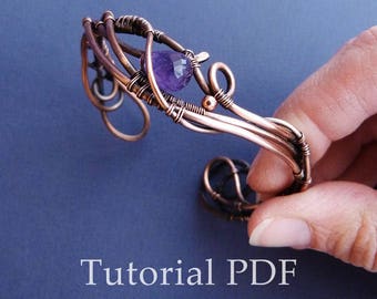 Wire Tutorial Bracelet Wire weaving without soldering Copper wire wrapped jewelry DIY craft Step by step guide PDF tutorial