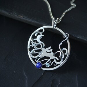 Silver Pendant Moon Rabbit Necklace Moon Hare Totem Charm - Etsy