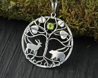 Yggdrasil pendant Silver elven jewelry Forest necklace