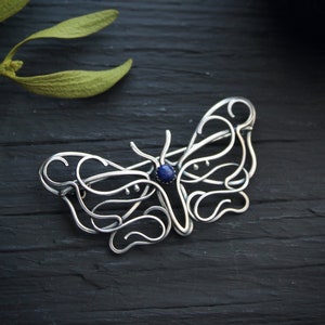 Butterfly brooch sterling silver Butterfly jewelry Handmade brooch Butterfly pin