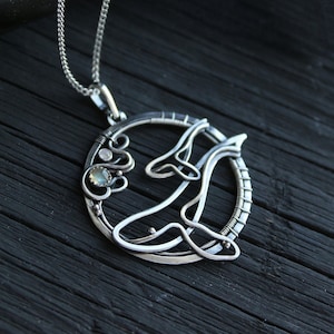 Silver pendant Whales mother and baby Motherhood jewelry