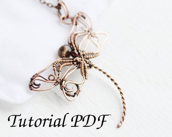 Wire tutorial Dragonfly pendant without soldering DIY project Wire wrapping Jewelry Tutorial Wire weaving necklace