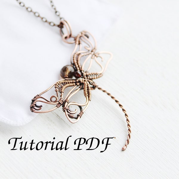 Wire tutorial Dragonfly pendant without soldering DIY project Wire wrapping Jewelry Tutorial Wire weaving necklace