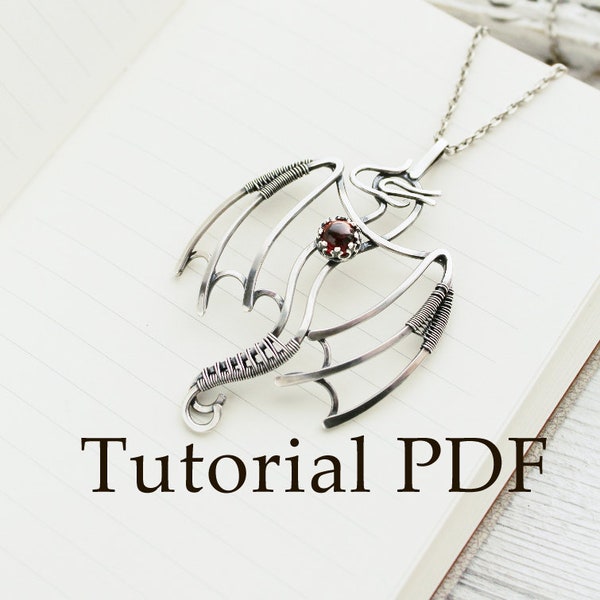 Wire tutorial pendant Dragon Silversmithing tutorial silver soldering Wire weaving Jewelry tutorial PDF wire wrapping cabochon setting