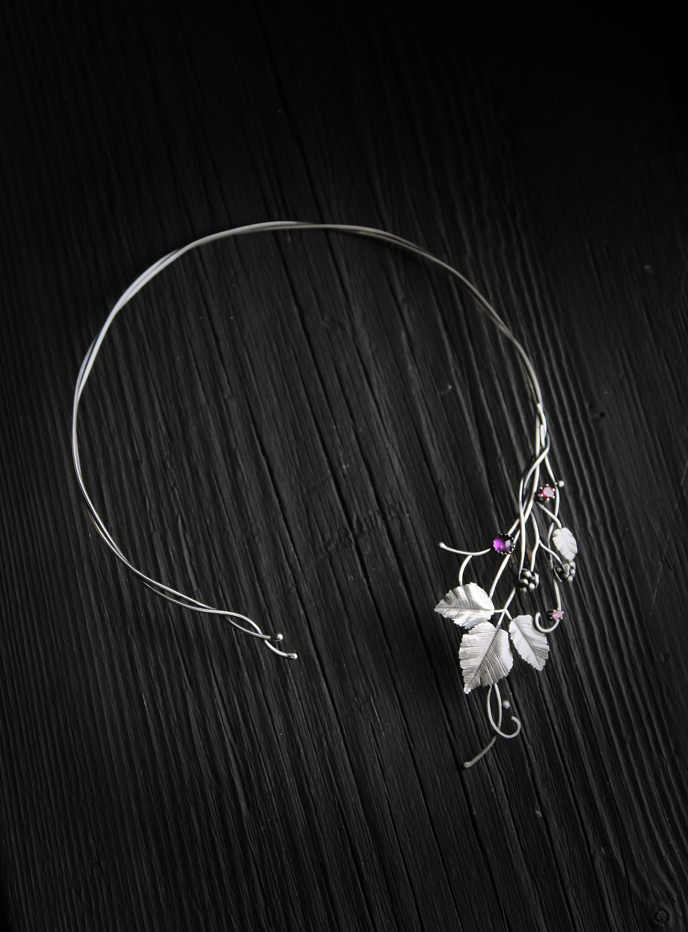 Open necklace sterling silver Raspberry necklace Statement | Etsy