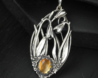 Snowdrops necklace Silver flower pendant Botanical jewelry