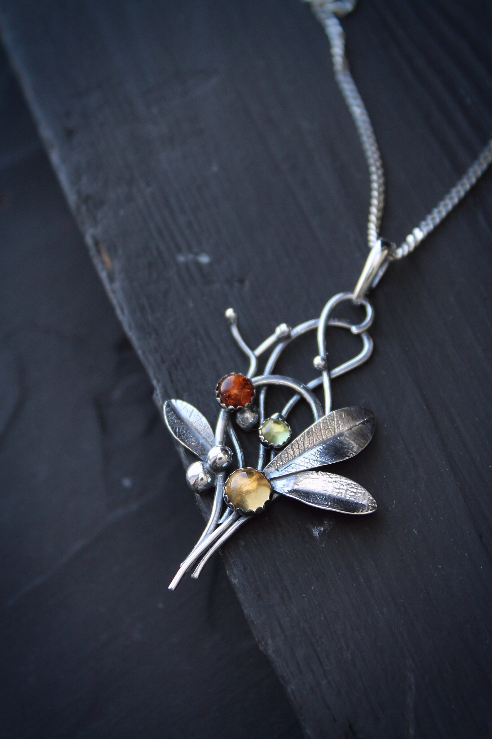 Berries necklace silver Berry jewelry Statement botanical Etsy