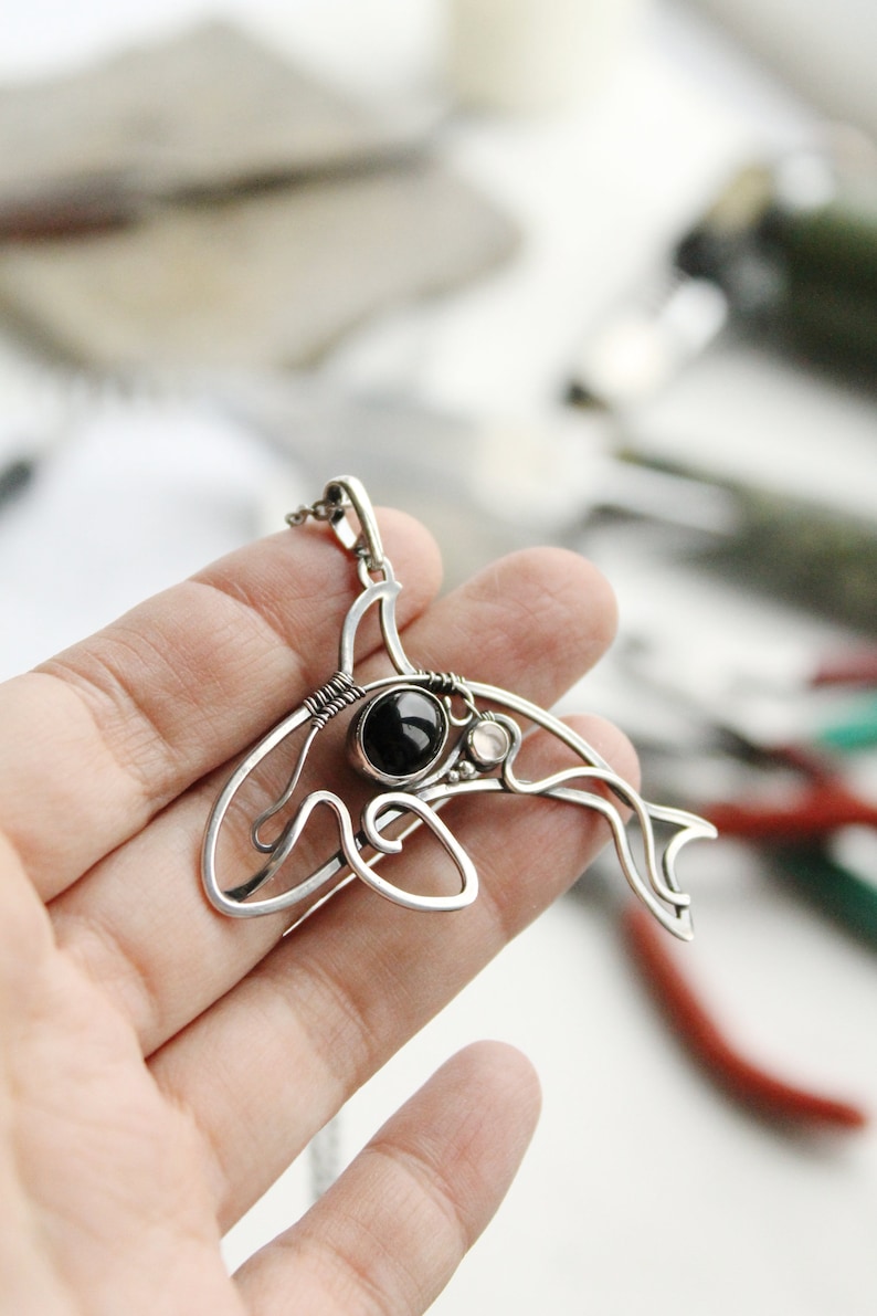 Orca whale necklace Animal lover pendant Killer whale necklace Etsy