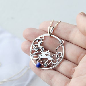 Silver Pendant Moon Rabbit Necklace Moon Hare Totem Charm - Etsy