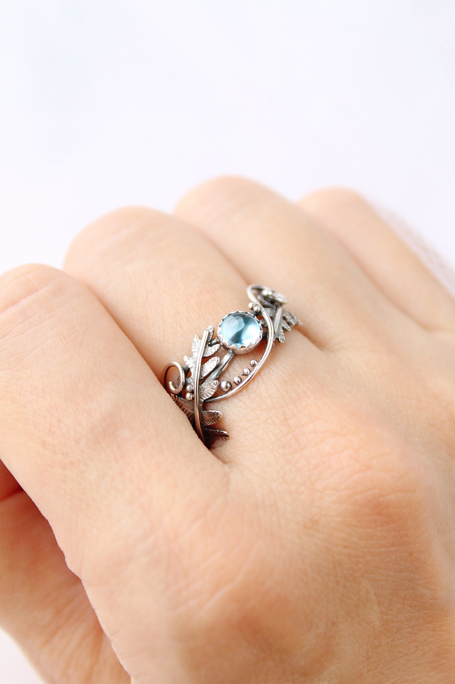 Fern Leaf Ring Elven Engagement Ring Botanical Floral Ring Etsy Ireland