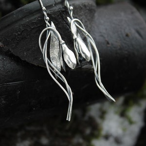 Snowdrops silver earrings Floral jewelry Bridal earrings