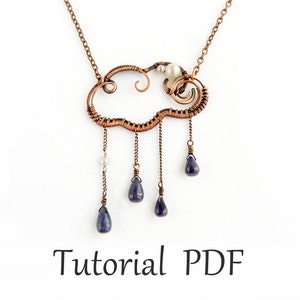 Wire wrapped jewelry tutorial Cloud pendant Copper wire tutorial Wire weave tutorial without soldering Step by step guide Wire wrapping