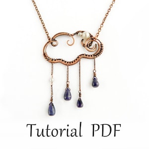 Wire wrapped jewelry tutorial Cloud pendant Copper wire tutorial Wire weave tutorial without soldering Step by step guide Wire wrapping