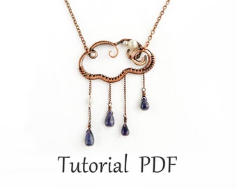 Wire wrapped jewelry tutorial Cloud pendant Copper wire tutorial Wire weave tutorial without soldering Step by step guide Wire wrapping