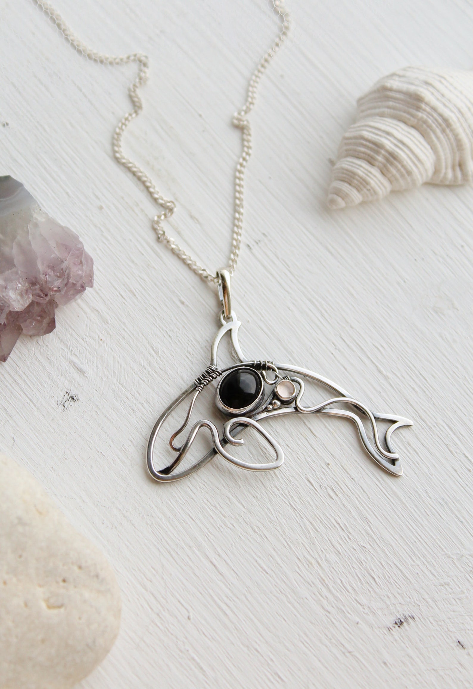Orca whale necklace Animal lover pendant Killer whale necklace Etsy