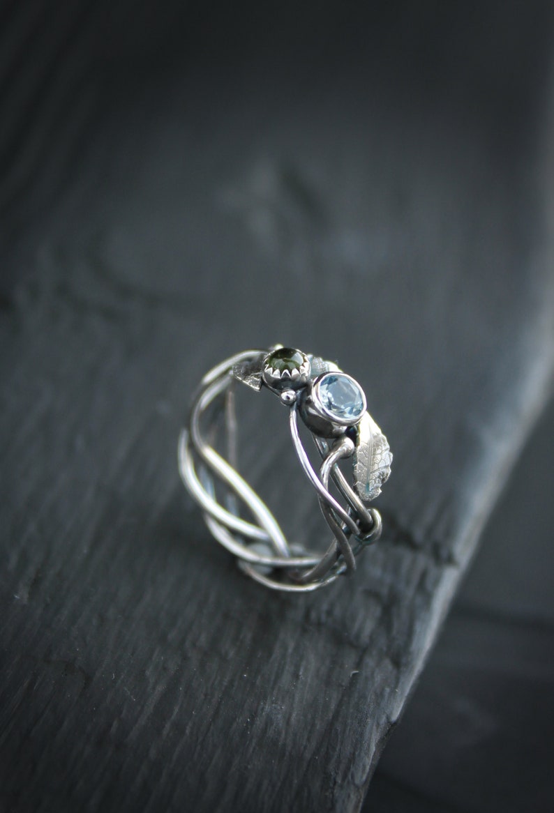 Elven engagement ring Twig ring Sterling silver leaves ring Etsy