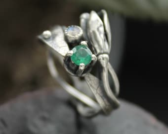 Snowdrop silver ring Adjustable floral ring Botanical jewelry