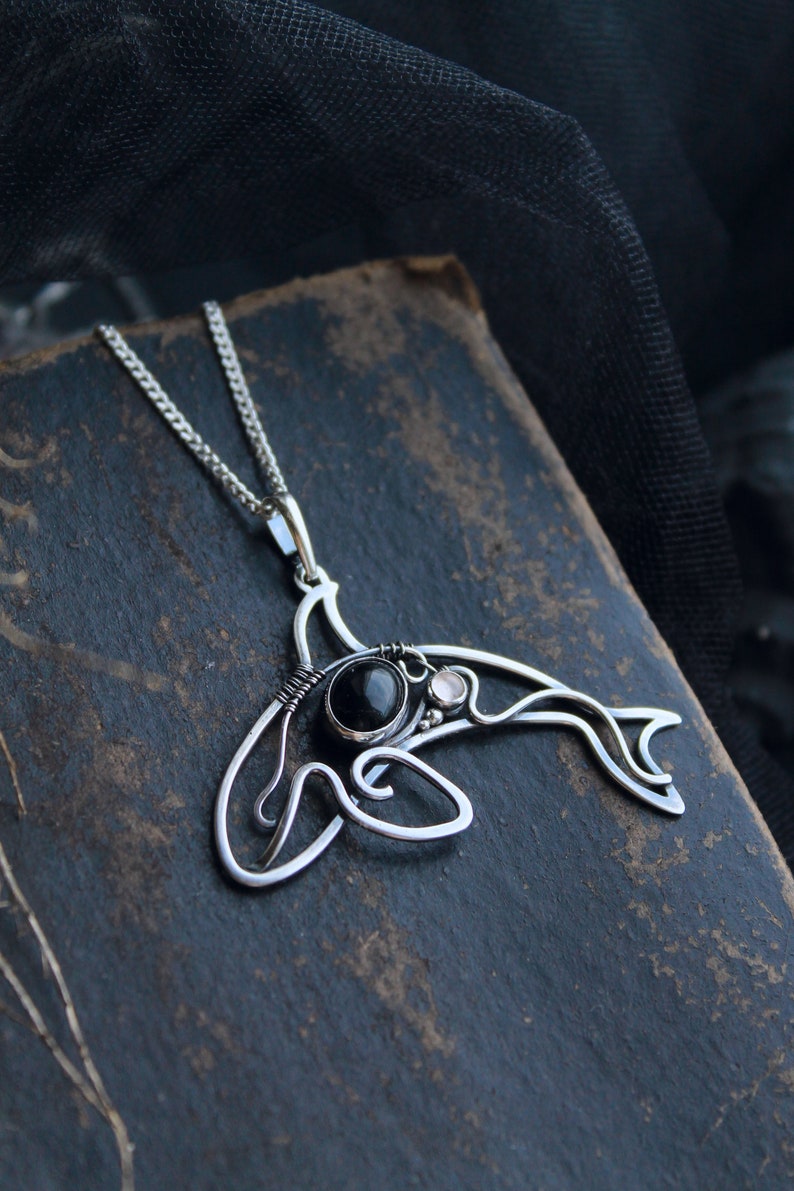 Orca whale necklace Animal lover pendant Killer whale necklace Etsy