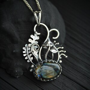 •UNDERSTORY• labradorite + cosmic mushrooms + mixed metal necklace (18
