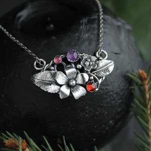 Viola necklace Silver flower pendant Bridal Jewelry Wedding image 6