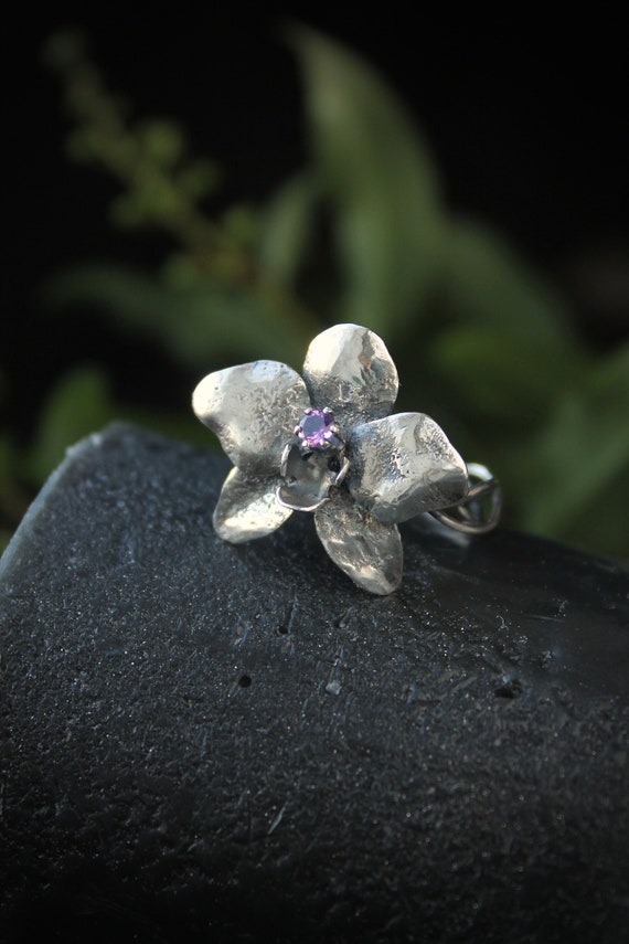 Flower Ring Orchid Silver Jewelry Proposal Ring Elven Style Etsy UK