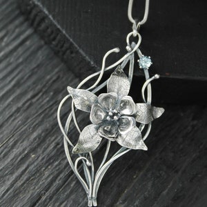Columbina necklace Sterling silver botanical jewelry Floral pendant image 8